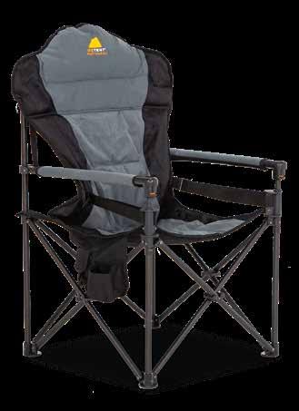 OKG01FRHCA Headrest for carry bag storage 4 x insulated HotSpot pockets Patented adjustable lumbar support KING KOKODA HOTSPOT CHAIR PILOT CHAIR DLX The Oztent furniture range redefines camping