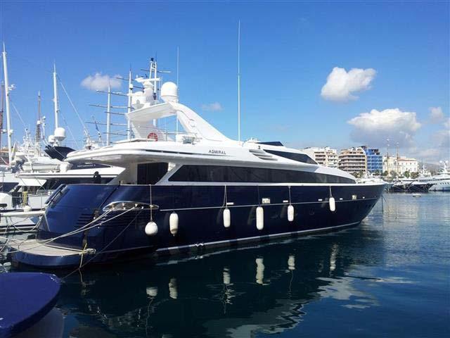 Refno: 2341 RENA TYPE ADMIRAL 33M BUILDER CANTIERI NAVALI LAVAGNA YEAR FLAG DIMENSIONS CONSTRUCTION ACCOMODATION MACHINERY SPEED LYING Length O.A. Beam Draft Hull Superstructure Cruising Max 2010 ST.