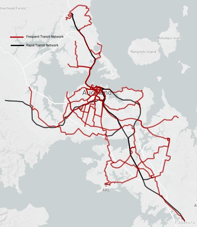 public transport network, with key future