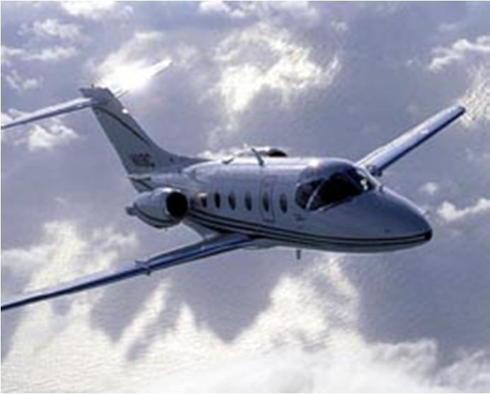 The Beech BeechJet 400A is notable for its unique, vertically squared oval design, maximizing