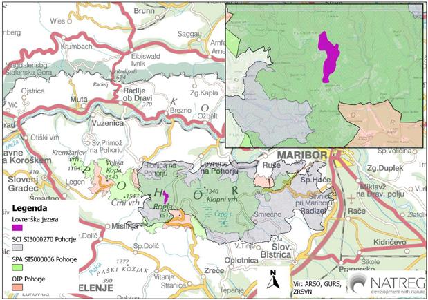 2.4. Pravni statusi območja Celotna površina Lovrenških jezer spada v ekološko omrežje Natura 2000 Pohorje (Uredba o posebnih varstvenih območjih - območjih Natura 2000, Ur. l. RS, št.