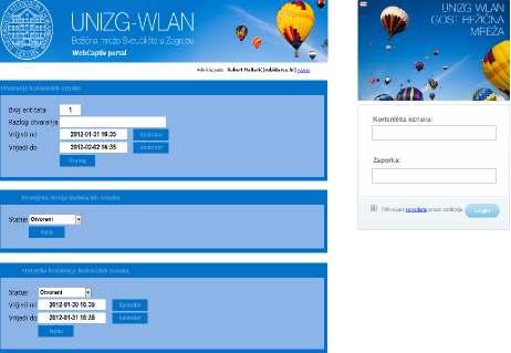 Slika: UNIZG-WLAN portal 4. UNIZG-GUEST je uveden kao novi način pristupa unutar infrastrukture UNIZG-WLAN. UNIZG-GUEST koristi pristup autentikacijom preko web portala.