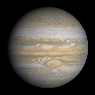 Slika 5: Jupiter Vir: AstroSvet, b. d. Največji planet v našem Osončju je Jupiter. Planet ima tudi največ lun in se med vsemi planeti v našem Osončju najhitreje vrti.