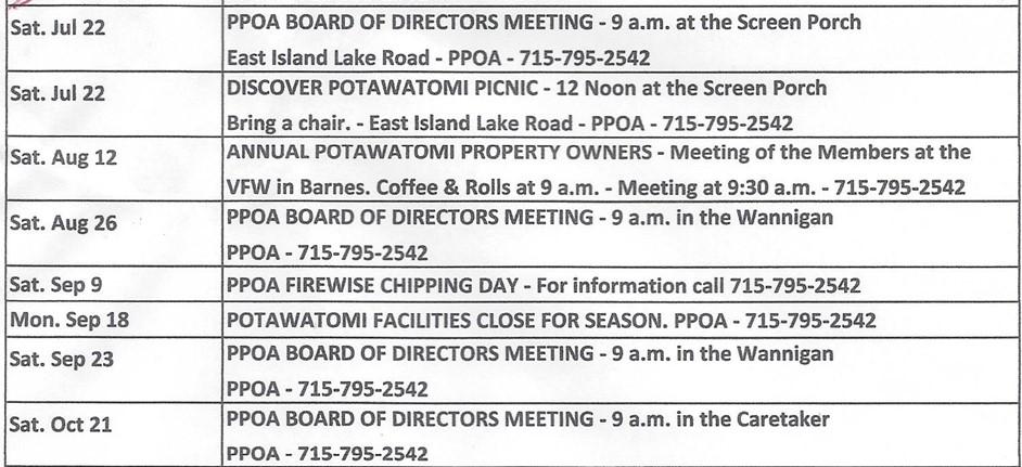 Managers Memo Greetings from Potawatomi. In spite of the almost daily rain we continue to move forward with our improvements. The lakes continue to rise and the woods are green and lush.
