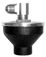 A) Burner Plug FIGURE 1 B) Burner Pipe E) Internally Tapped 3/8 Flared x 3/8 MIP Elbow D) Orifice C) Burner Pan Natural Gas Burner Inlet Assembly Propane Burner Inlet Assembly G) Air Mixer For CA