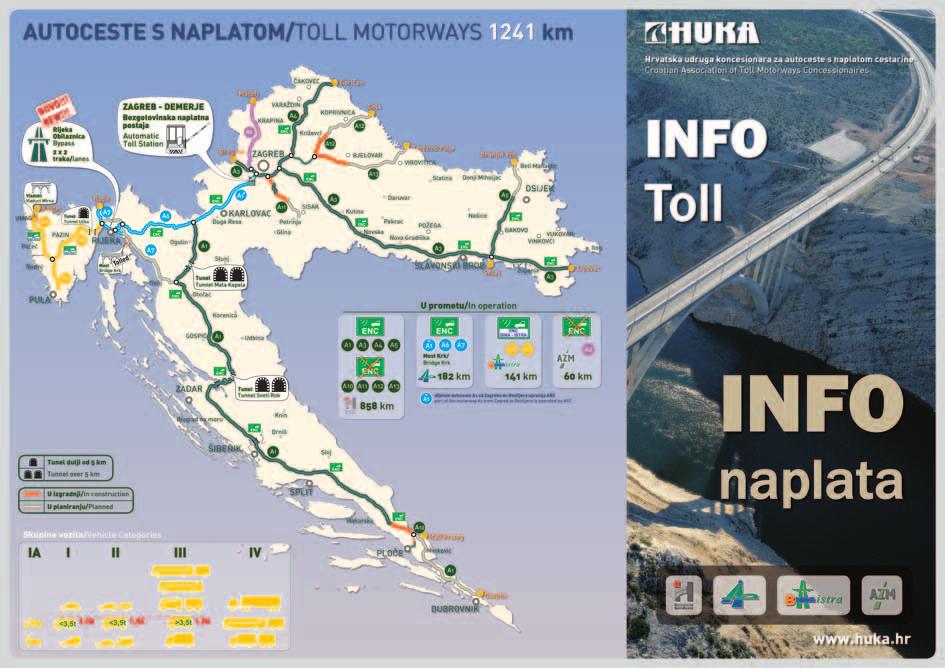 HUKA izdala Info letak o naplati cestarine U svibnju 2010. HUKA je u suradnji s koncesionarima izdala dvojezični letak "Info naplata" u nakladi od 220.000 primjeraka.