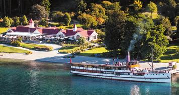 >> TOUR HIGH LIGHT MUST DO OPTION CLOCKWISE FROM TOP LEFT: Cruise aboard the vintage steamship TSS Earnslaw to Walter Peak; Agrodome, an educational hands on experience; the patchwork plains of the