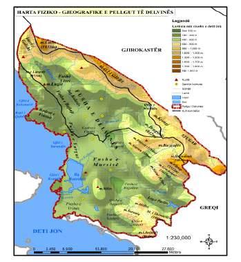 Harta nr 1.1: Harta fiziko- gjeografike e Pellgut të Delvinës 3 Pellgu i Delvinës është një nga rajonet që është populluar që në antikitet.