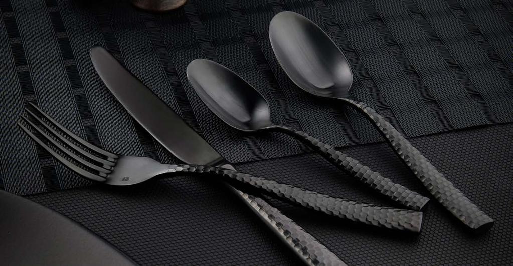 10 LUCCA FACETED BLACK 18/10 Stainless Steel PVD Hard Coated, Brushed Black Finished Handles, Tines, Bowls and Blades Dishwasher Safe B O U T I Q U E Style Perfection 11 This line of Lucca Faceted