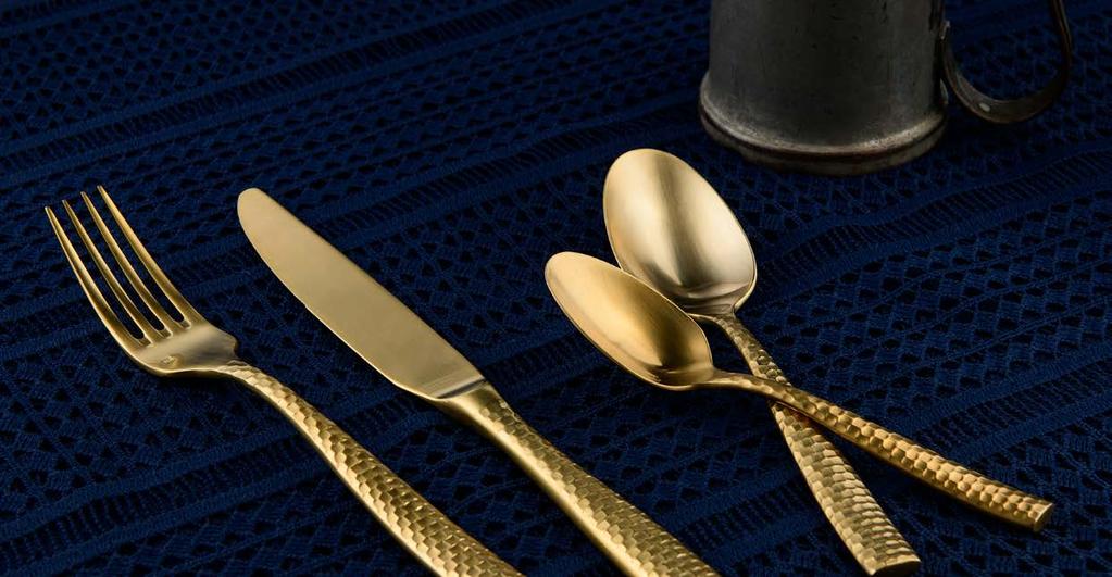 12 LUCCA FACETED GOLD 18/10 Stainless Steel PVD Hard Coated, Brushed Gold Finished Handles, Tines, Bowls and Blades Dishwasher Safe B