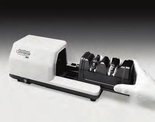 DESCRIPTION - MODEL 2000 SHARPENER The Model 2000 sharpener uses a novel two-stage sharpening and honing process, where the knife is first sharpened with a pair of conical diamond-coated wheels and