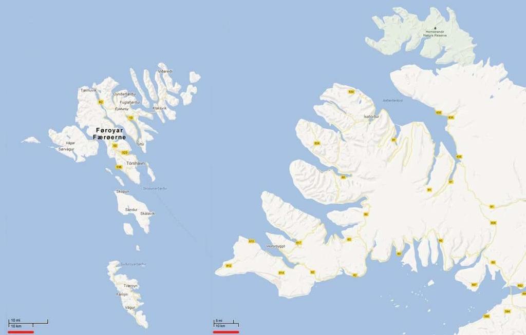 Færeyjar Myndin er í réttum stærðarhlutföllum Færeyjar eru að framleiða um 60 þúsund tonn á ári.