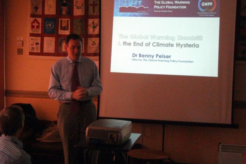 Talk by Dr Benny Peiser of The Global Warming Policy Foundation The Global Warming Standstill And the end of Climate Hysteria Dr Peiser gave a very informative and entertaining talk on the subject of