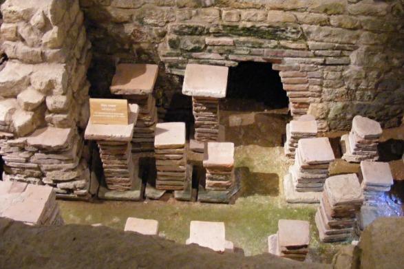 Middle left - moasaic floor and exposed hypocaust heating