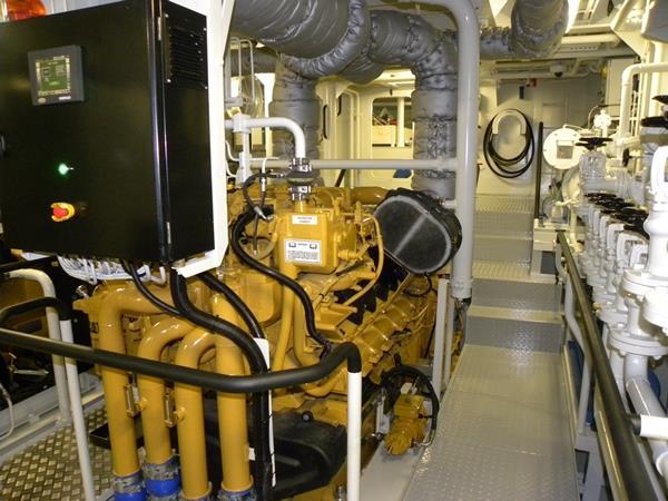 Propulsion system: The main power is provided by three Caterpillar C32-TTA SCAC diesels each developing 970 kw (1,319 hp) at 1,800 rev/min.
