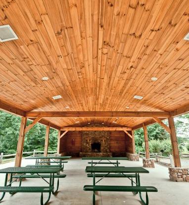 Picnic tables are available for use that will seat 75 under shelter.