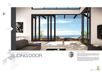 Taking the door capacity to a greater height up to 10 feet, the high performance sliding door features aluminium frames and top-oftherange mechanism so that they can have a more solid appearance.