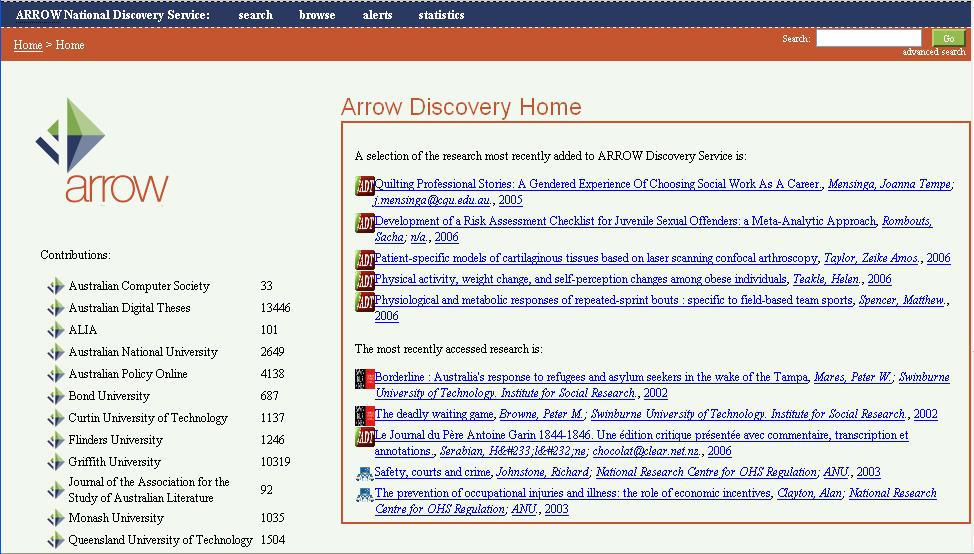 ARROW Discovery Service http://search.