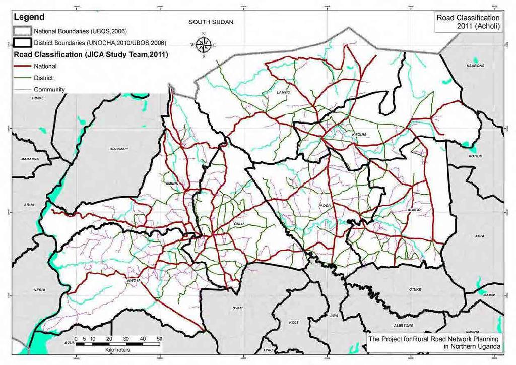 5.4 Community Access Road Survey Since this study is expected to establish a region-wide road network, wider than the Previous Study, the proposed functional road classification was arranged as