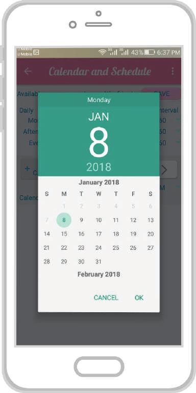 Free digital calendar booking system Monday 8FEB 2018 February 2018 S M T W T F