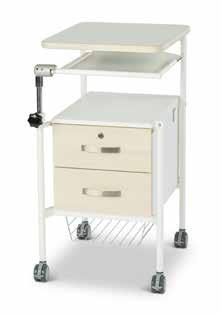 Optional accessories: dining tray that tilts to reading position Chromium plated side basket Adapter for attaching nurse call device Lock for upper drawer Bed side locker 040 The frame of the cabinet