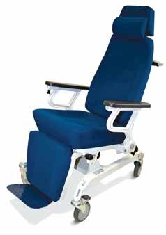 Steplessly adjustable tilting calf support Steplessly adjustable foot support Backward folding and steplessly inclining arm rests Neck cushion Newspaper holder Dining tray that can be locked into arm