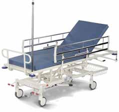 87 cm 5 cm 48 cm 150 kg 15 mm First-aid stretcher EA 415 A stretcher model featuring durable hydraulic height adjustment with foot pedal operation and easy, gas spring assisted back section