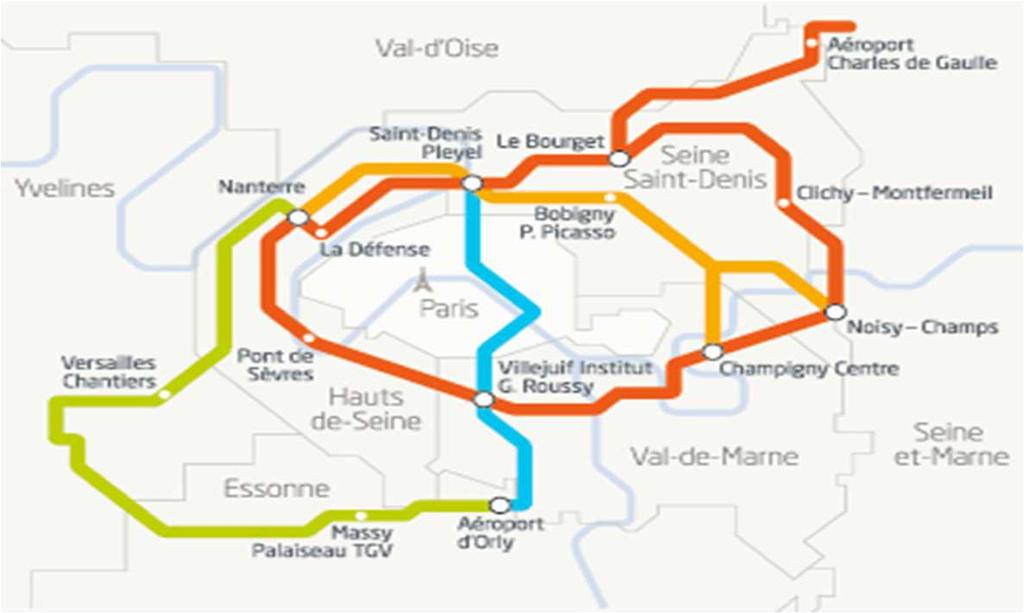 The Grand Paris Express project Line 17 4 new metro lines around Paris and 2 line extensions Line 15 Line 15 Line 11 Line 16 28 bn to 35 bn Construction budget* 200 km Automatic metro lines 68 New