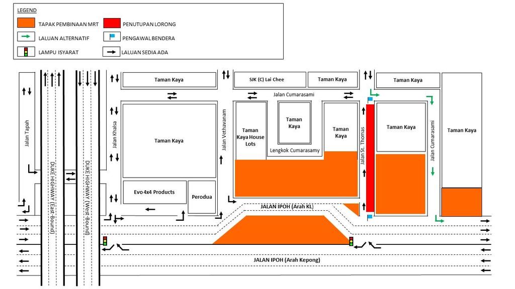 MAP 2: PARTIAL LANE CLOSURE ALONG JALAN ST.