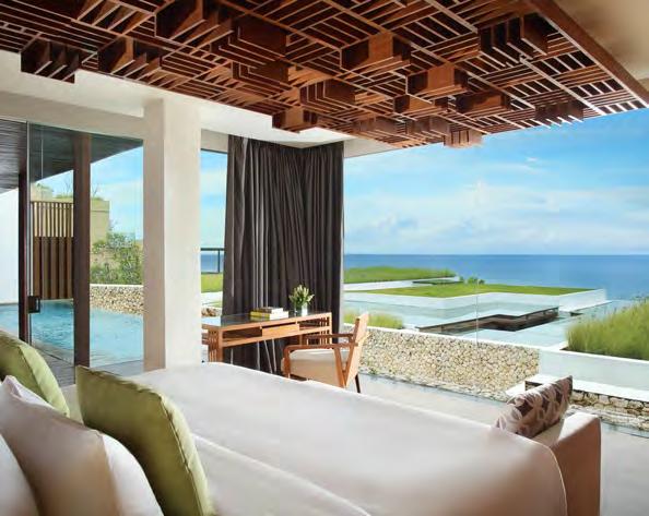 Ocean Front Pool Suites (100 Square metres) Enviably positioned to face the ocean, sumptuous interior space flows onto a deck, inviting cool dips in your private infinity pool and the romance of an