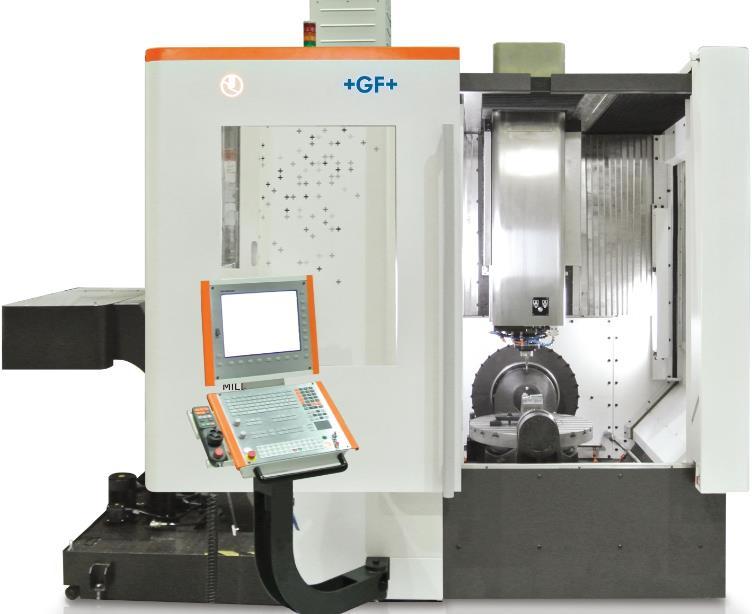 Mikron MILL E 500/700 U GF MS with 5-Axis high efficiency machine Integrated tool changer CT60 (Optional 120) Complete machine enclosure for clean working environment Itegrated Lift up chip