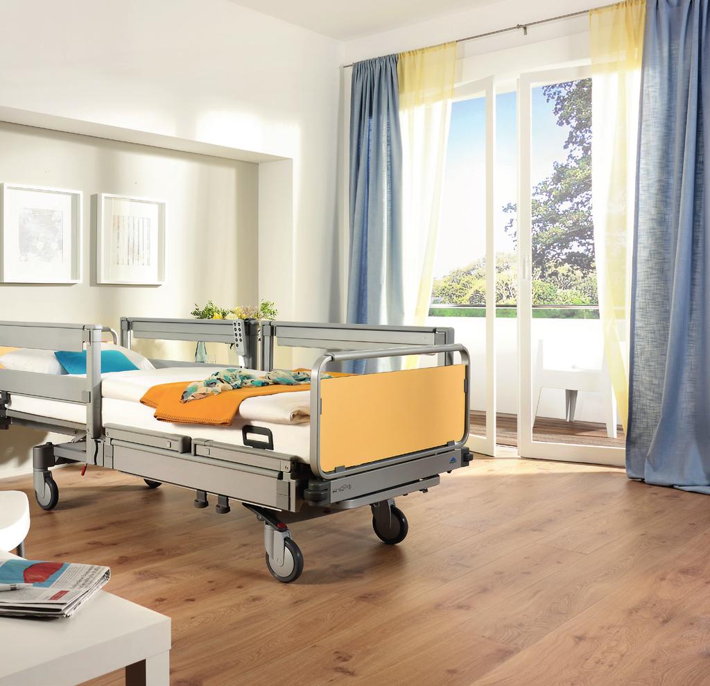 Due to its large adjustment range this bed can be indi vidually set to a comfortable level to allow the patient to get in and out of bed.