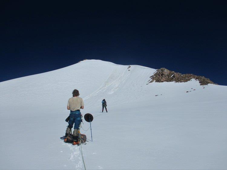 On the ascent of Peak 5875m - crossing the second Glacier of the day which we called Fox Glacier, after a