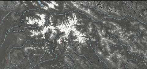 Landsat image of main mountain area Close up of Main Mountain area we