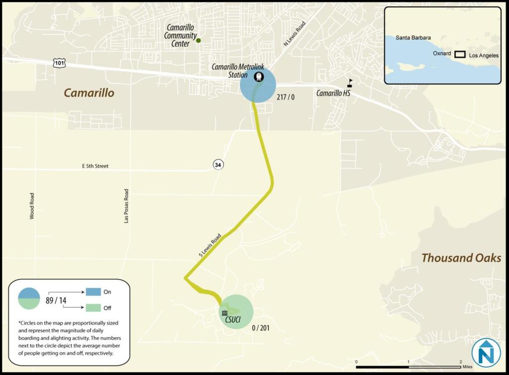 CSUCI-Camarillo Ridership by Stop: Weekday Southbound Stop Location Boardings Alightings 1 Camarillo Metrolink