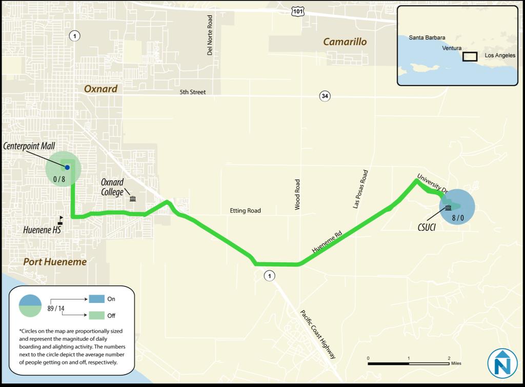 CSUCI-Oxnard Ridership by Stop: Saturday Eastbound Stop Location Boardings Alightings 1