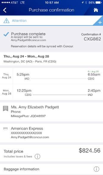 United Mobile APP Booking Path Travel