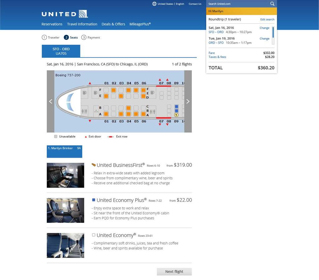 Travelers can purchase Economy Plus or any of United s value bundles Current: May request all options, single FOP
