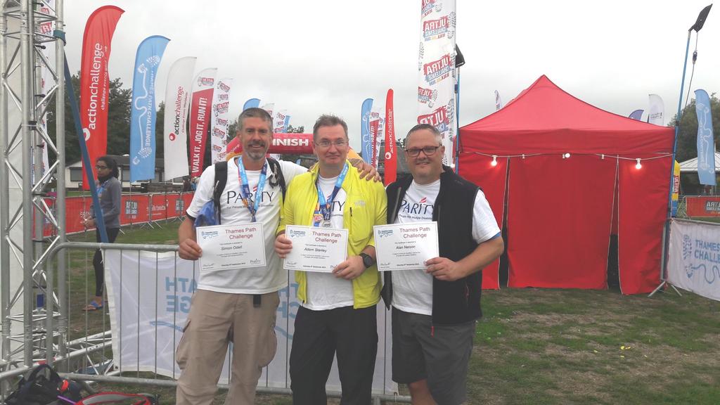 Thames Path Success Congratulations to Simon, Adam and Alan who took on the Thames Path Challenge.