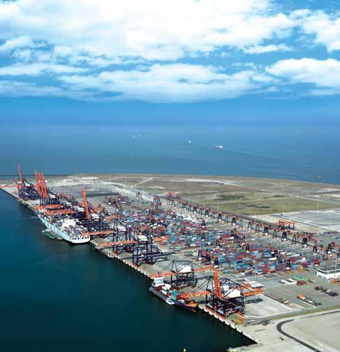 Euromax Terminal, Port of Rotterdam, the Netherlands Annual throughput of 65.3 million TEUs handled during the year.