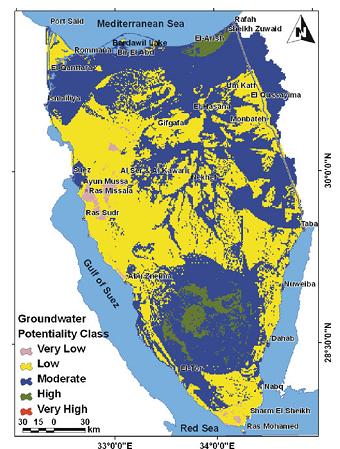 , (2011): Groundwater potentiality mapping in the Sinai Peninsula, Egypt,