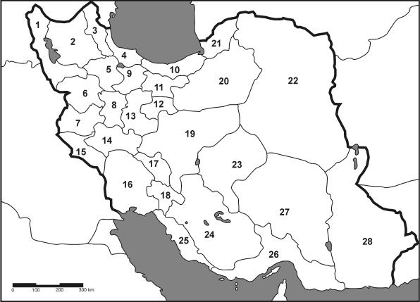 22 LINNAVUORI: Studies on the Heteroptera of Khuzestan, Iran (part 3) Fig. 1. Provinces of Iran.