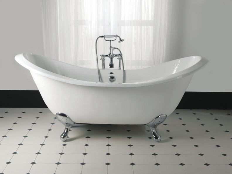 ended slipper bath h790 w1800 d770mm Available in Primed Cast Iron, White, Chrome or Antique Gold.