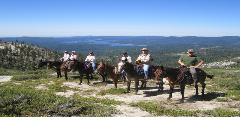 mountain lakes on a High Sierra mule ride for 4 overlooking