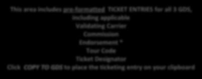 Commission Endorsement * Tour Code Ticket Designator