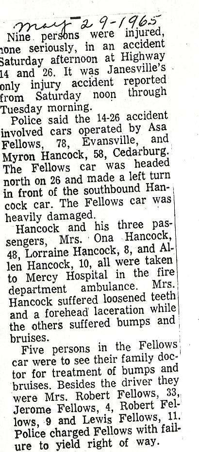 6, Evansville, Wisconsin May 29, 1965, Frances