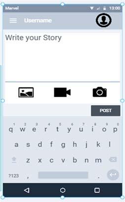 Skrin ini memaparkan ruang tulis cerita bagi pengguna aplikasi.