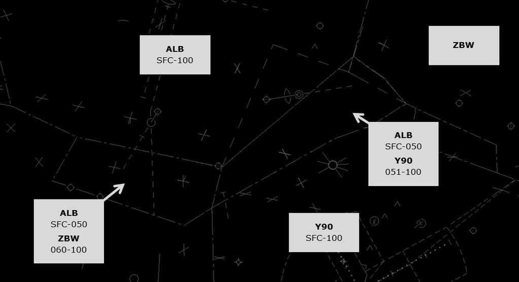 b. ALB ATCT and Y90 TRACON: 1. Control on Contact: (a) ALB has control for turns and descent west of V93 for approaches to PSF and 1B1 upon communications transfer.