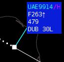 speed, assigned hdg/waypoint, assigned speed Fourth line TXT (we set the arrival apt), RWY TXT (we set the