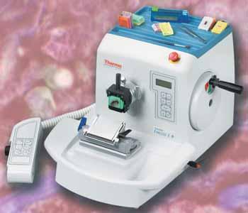 Shandon Finesse E Electronic microtome. + Fixed Base Uses A Variety of Knife Holders Stage accepts holders for disposable blades, solid knives and triangular or Ralph glass knives.